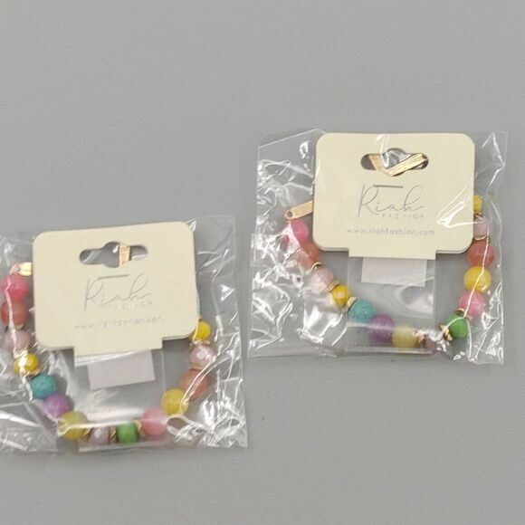 Set of 2 Cross Gold Tone Bracelet Beaded Hammered Catholic Religious Easter Gift - Picture 13 of 15